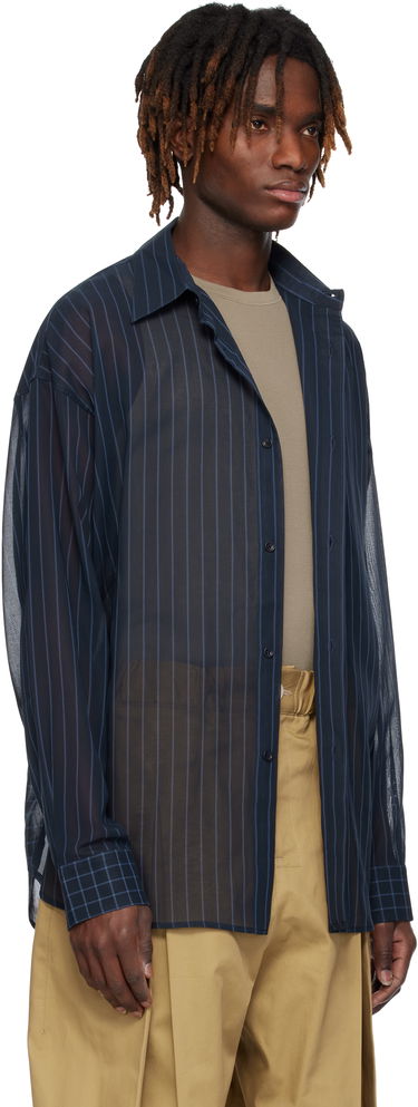 Skjorte sage NATION SAGE NATION Chisholm Sheer Striped Shirt Mørkeblå | S075 CHISHOLM SHIRT, 1