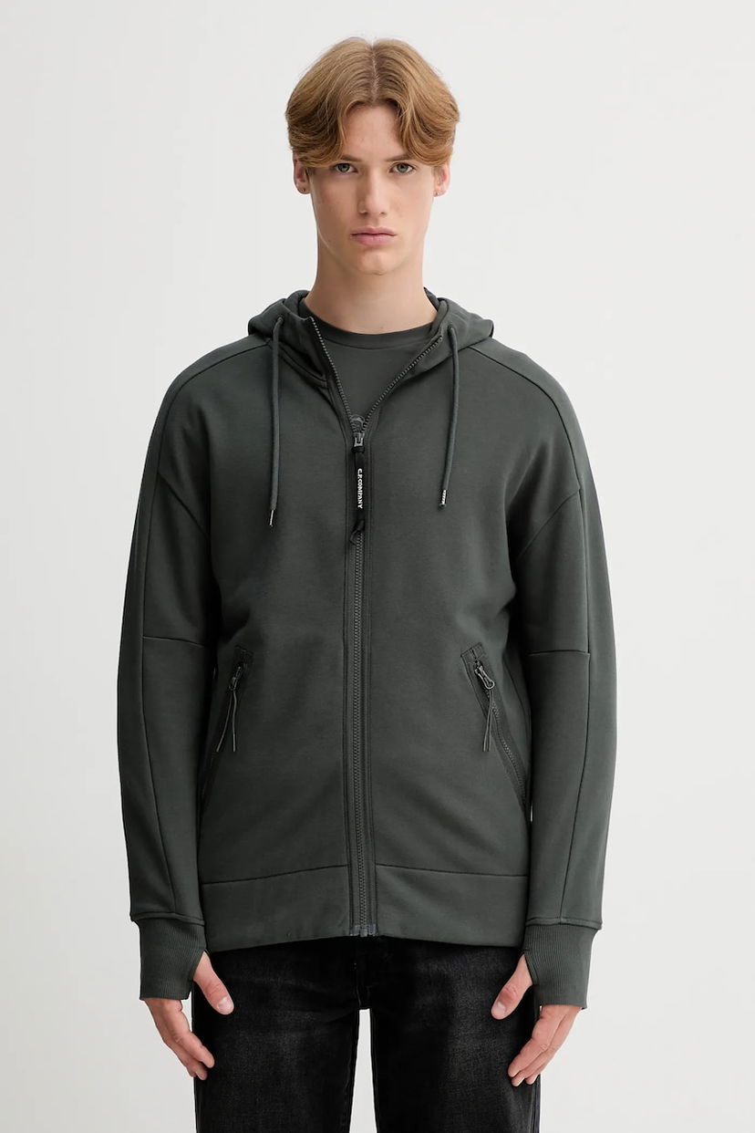 Sweatshirt C.P. Company C.P. Company Smooth Hooded Zip-Up Sweatshirt Grøn | 19CMSS715A005086W