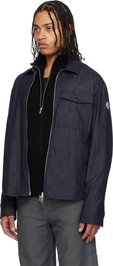Jakke Moncler Moncler Long Sleeve Zip-Up Denim Jacket Blå | K10912F00017M6688, 3