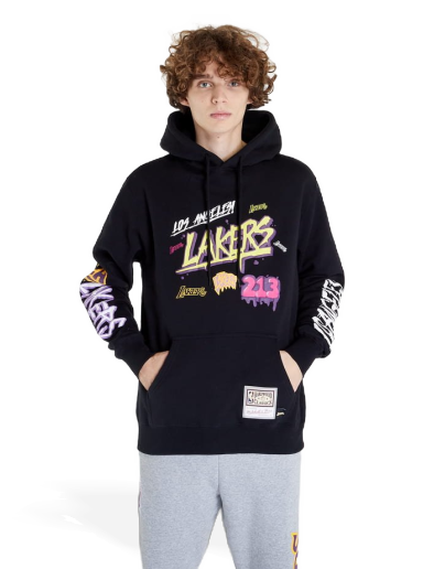 Sweatshirt Mitchell & Ness Slap Sticker Hoodie Sort | FPHD4771-LALYYPPPBLCK