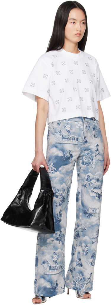 Crop top Off-White Off-White Little Arrows Lurex Crop T-Shirt Hvid | OWAA090S25JER0040172, 3
