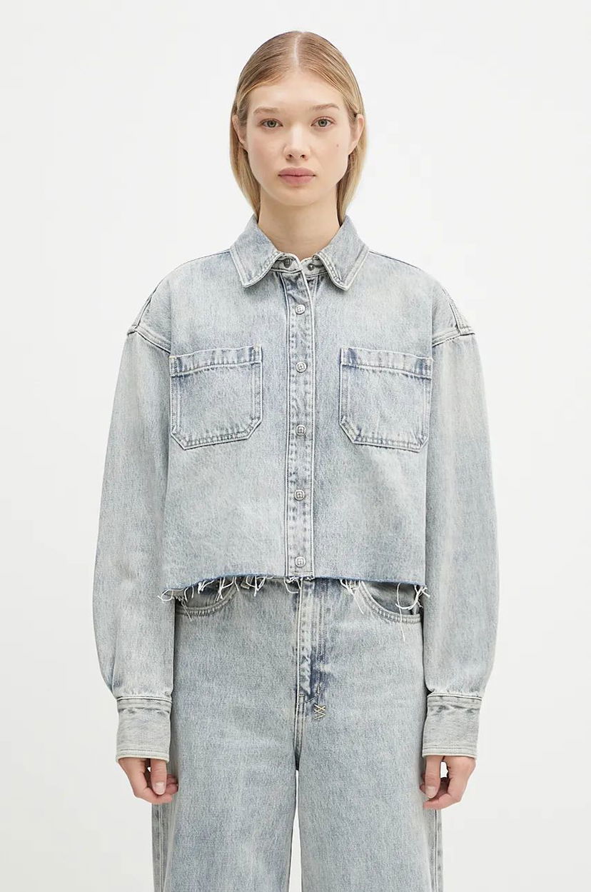 Skjorte Ksubi Cutaway Longsleeve Shirt Worn Oversize Blå | WPF24SH001