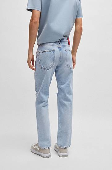 Jeans BOSS Regular-Fit Stonewashed Jeans Blå | 50537716, 1