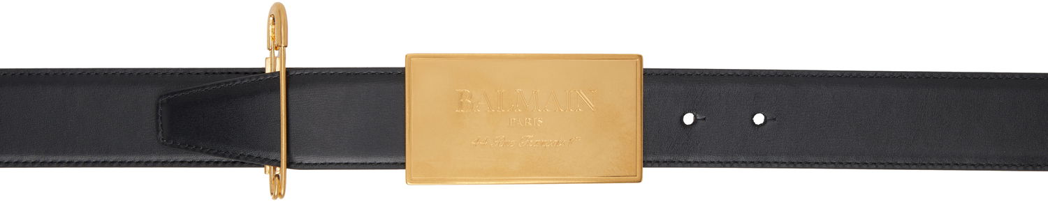 Bælter Balmain Balmain Safety Pin Leather Belt Sort | EN1WJ167LSLX, 0