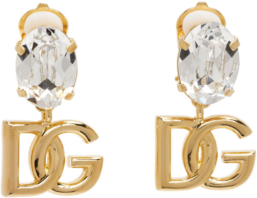 Øreringe Dolce & Gabbana Gold Crystal Logo Earrings Metalisk | WEO8S1W1111