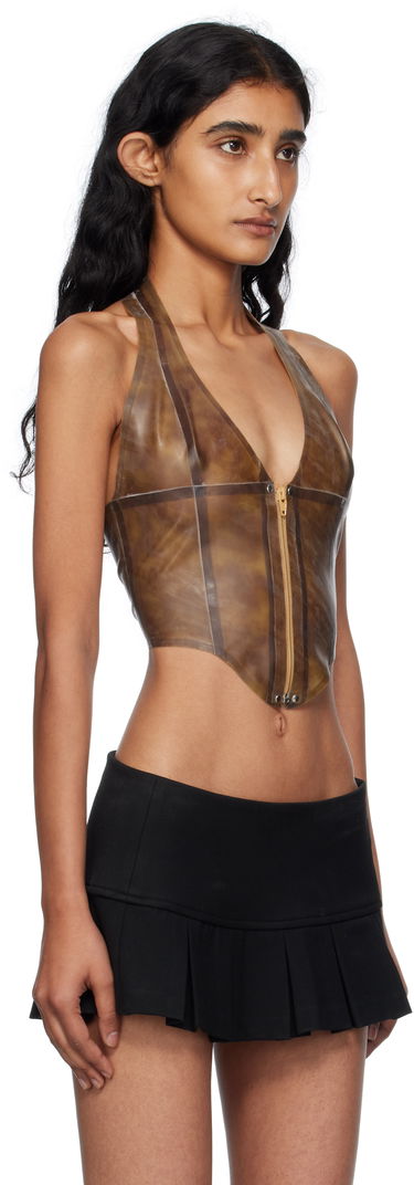 Tanktop Miaou Miaou Mara Latex Halter Top Brun | 7048LTXLEO, 1