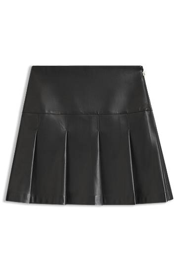 Nederdel BOSS Faux-leather mini skirt with pleats Sort | 50550980