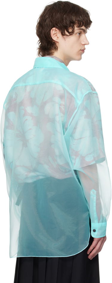 Skjorte Dries Van Noten Dries Van Noten Organza Floral-Print Shirt Turkis | 251-020732-1501, 2