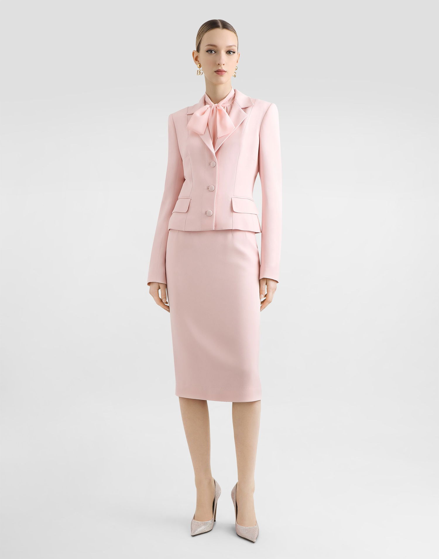 Jakke Dolce & Gabbana Dolce & Gabbana Single-Breasted Stretch Cady Jacket Lyserød | F27BTTFUAE5F1452, 1