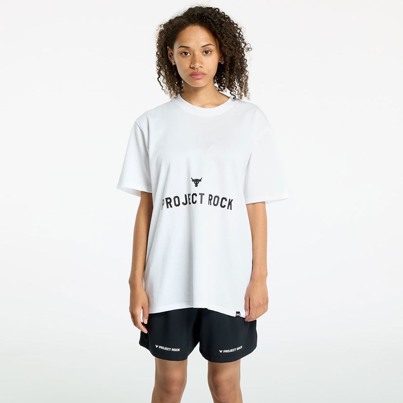 T-shirt Under Armour Project Rock Campus Q3 T-Shirt White/ Black Hvid | 1386440-100