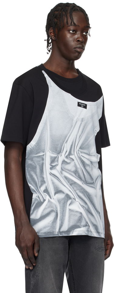T-shirt Balmain Tank Top Print T-Shirt Sort | EH1EG028GE37, 1