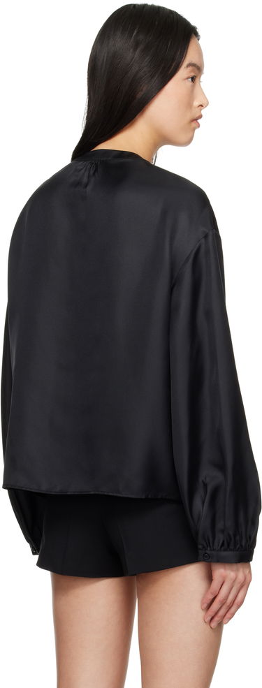 Skjorte Loulou de Saison Loulou de Saison Lea Satin Blouse Sort | LEA, 2
