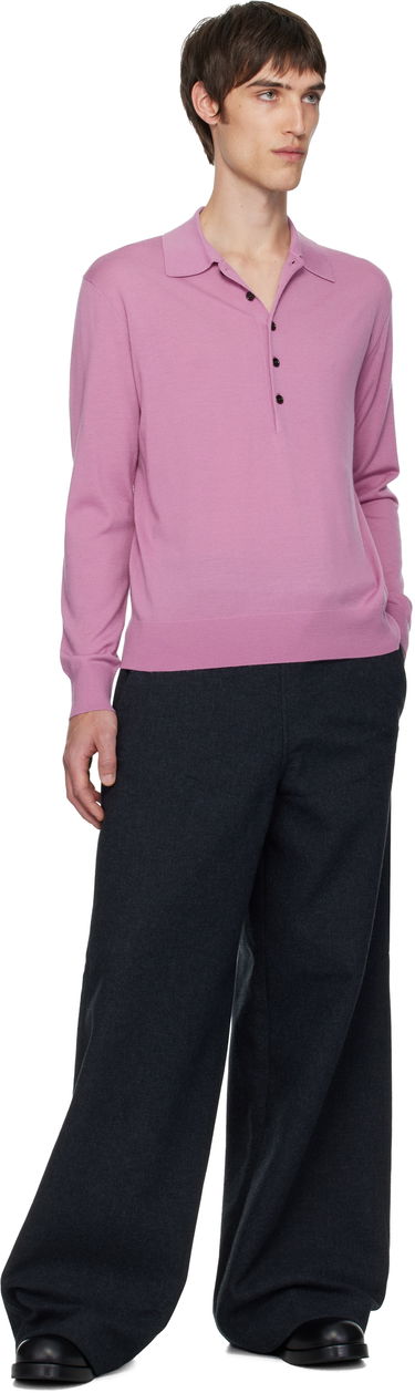Polo skjorte Dries Van Noten Dries Van Noten Long Sleeve Merino Wool Polo Lyserød | 252-021201-2700, 3