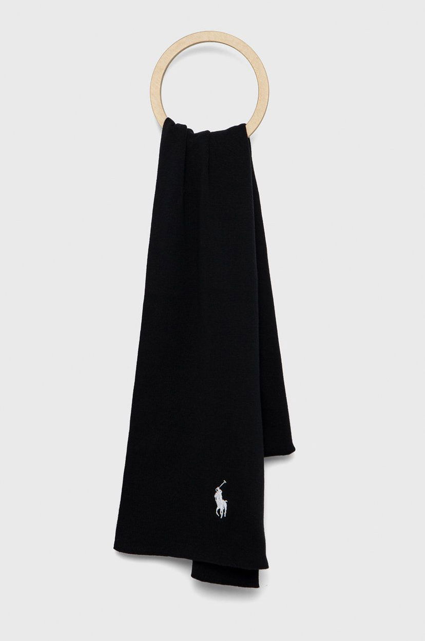 Tørklæde Polo by Ralph Lauren Cotton Scarf Sort | 710886139005