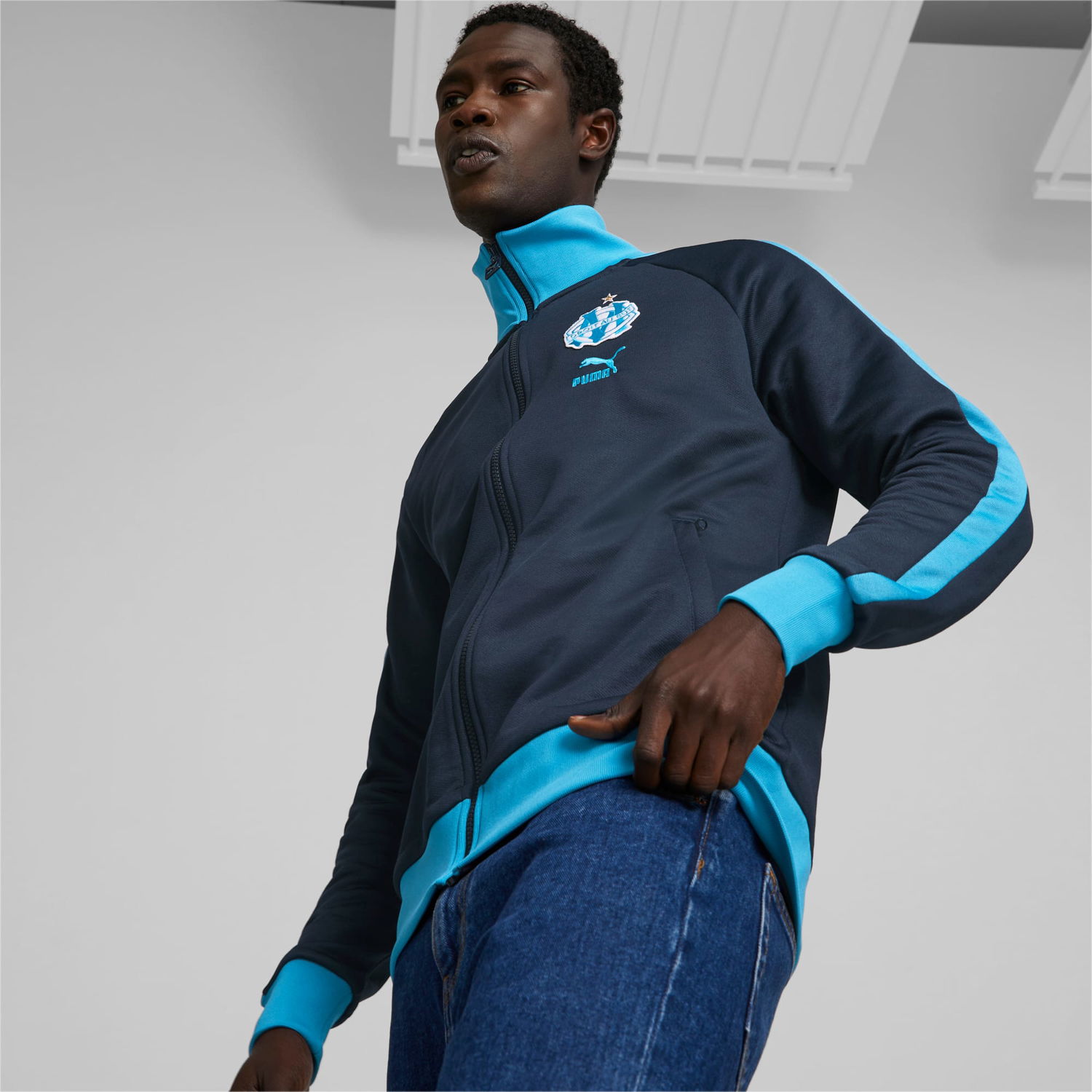 Jakke Puma Olympique de Marseille ftblHeritage T7 Track Jacket Mørkeblå | 769612_02, 0