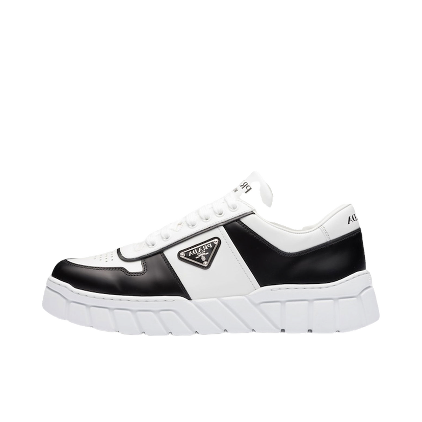 Sneakers og sko Prada Voluminous Sneakers Leather White Black Hvid | 2EE378_3LJ6_F0964
