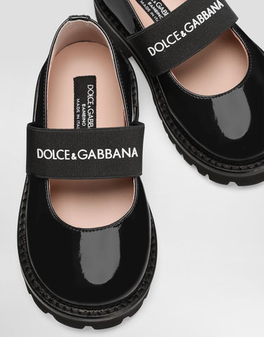Tilbehør Dolce & Gabbana Dolce & Gabbana Patent Leather Mary Jane Flats with Elastic Sort | D20103A913589923, 3