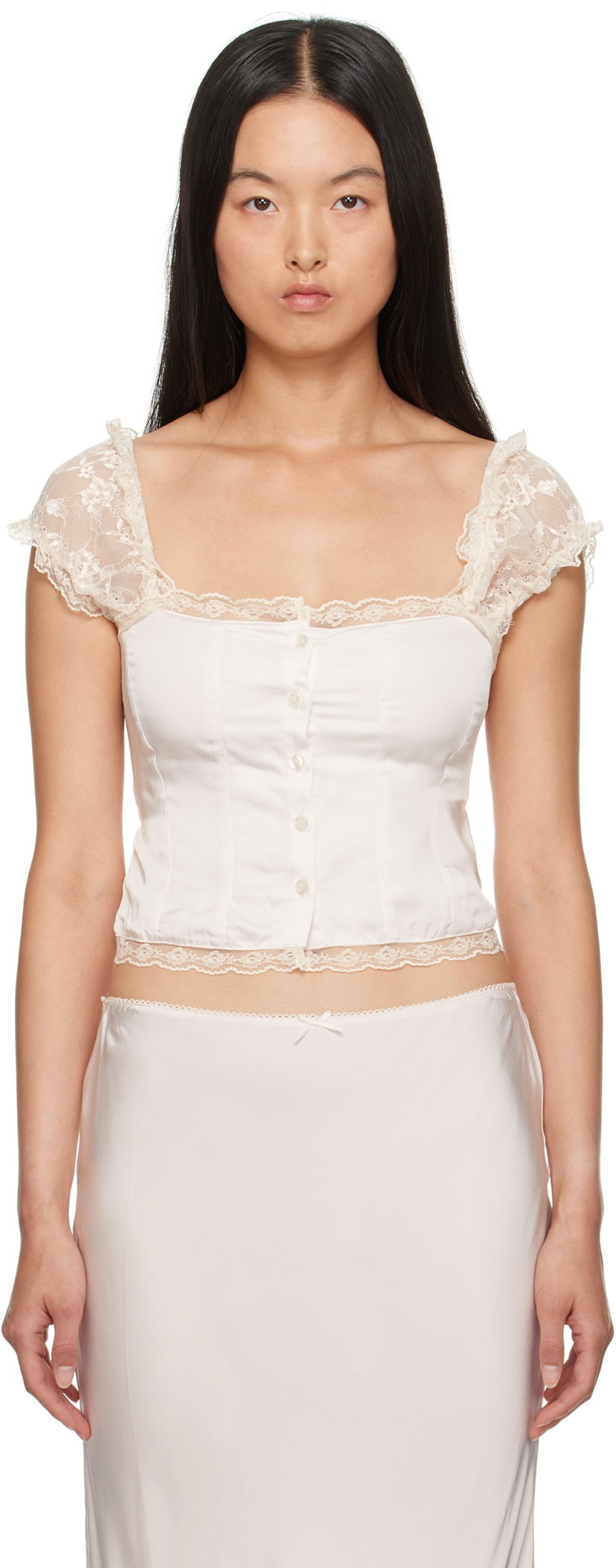 Tanktop GUIZIO Guizio Kahli Lace Top Hvid | F24106W022