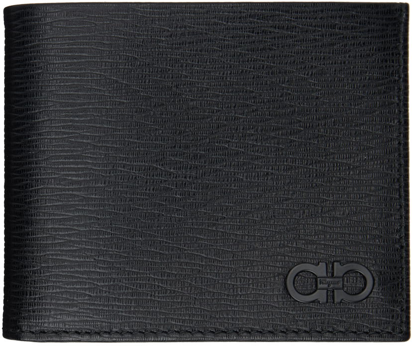 Tegnebog FERRAGAMO Bifold Textured Leather Wallet Sort | 733308
