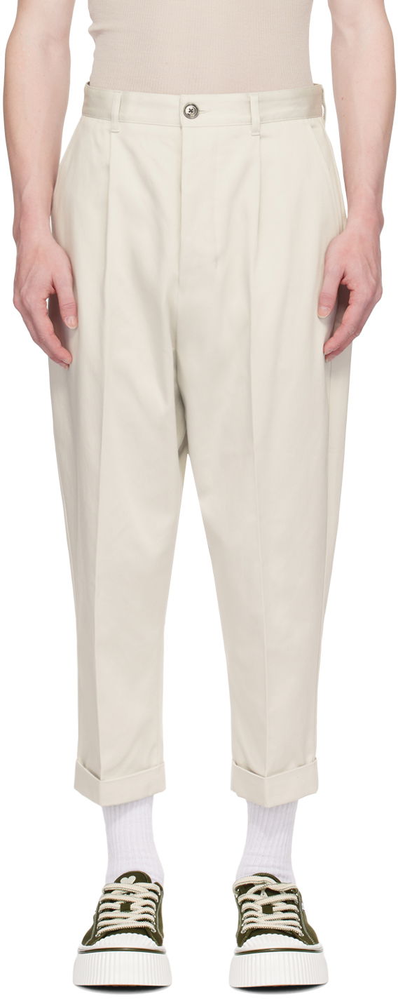 Bukser AMI Paris Carrot-Fit Trousers Hvid | HTR101.CO0009