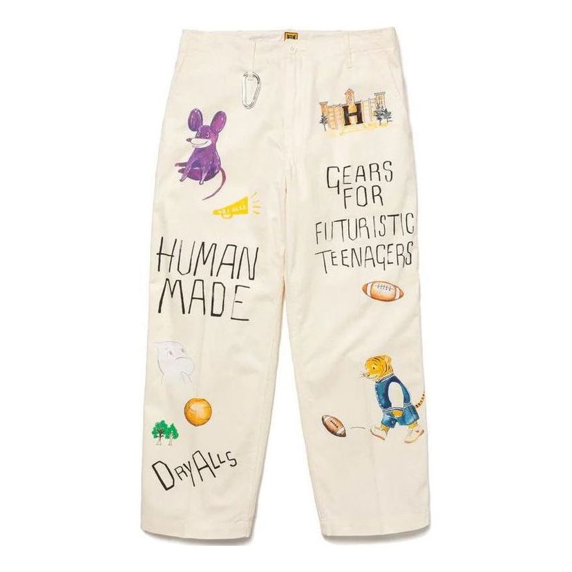 Bukser Human Made HUMAN MADE Printed Chino Pants Hvid | HM26PT005