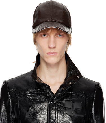 Kasket Courrèges Faux-Leather Logo Cap Brun | PERACT002VY0003, 0