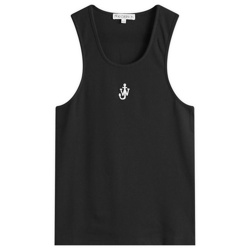 Tanktop JW Anderson Rib Anchor Embroidery Vest Sort | JO0246-PG1512-999