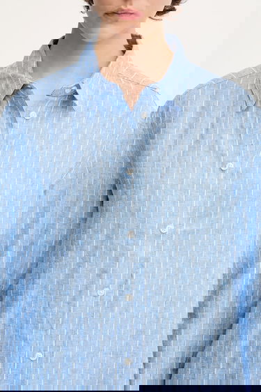 Skjorte Samsoe Samsoe Samsoe Samsoe SANOT Relaxed Linen Shirt Blå | F25100015, 3