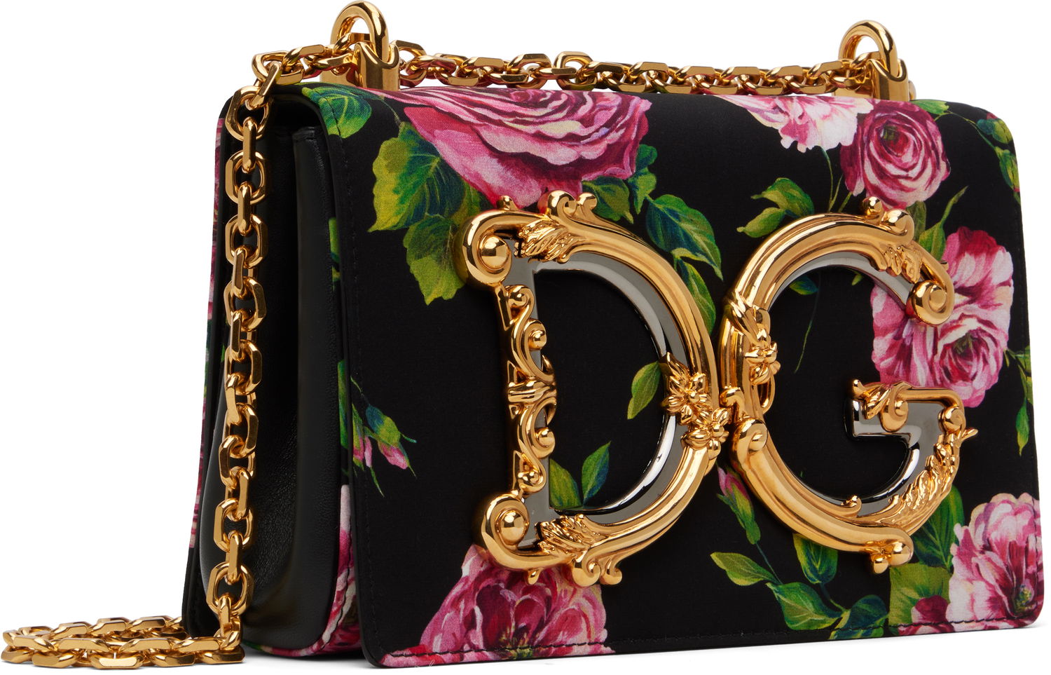 Håndtaske Dolce & Gabbana Dolce&Gabbana 'DG' Floral Print Shoulder Bag Sort | BB6498 AS110, 1