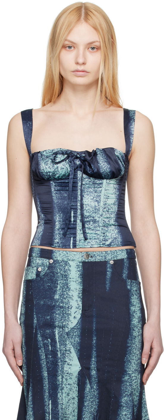 Tanktop Miaou Miaou Agnes Tie-Front Tank Top Blå | 7039SS1TRB