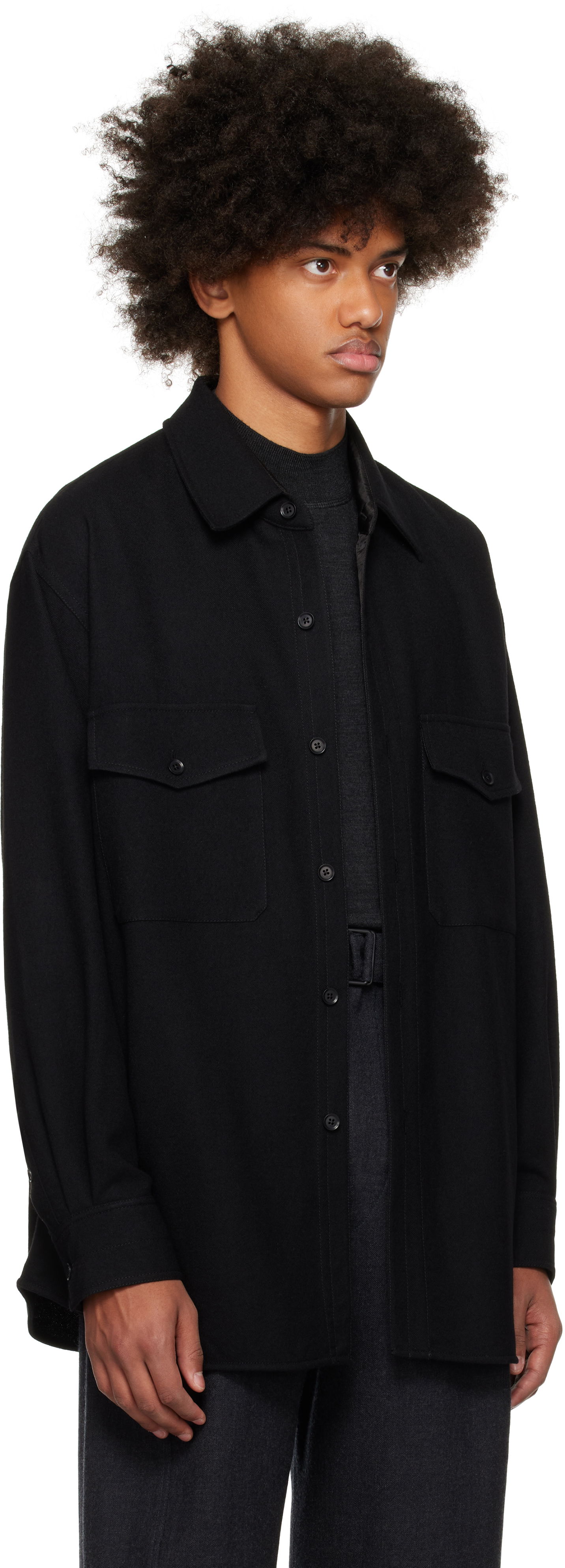 Skjorte LEMAIRE Lemaire Two Pockets Overshirt Sort | OV1001 LF608, 1