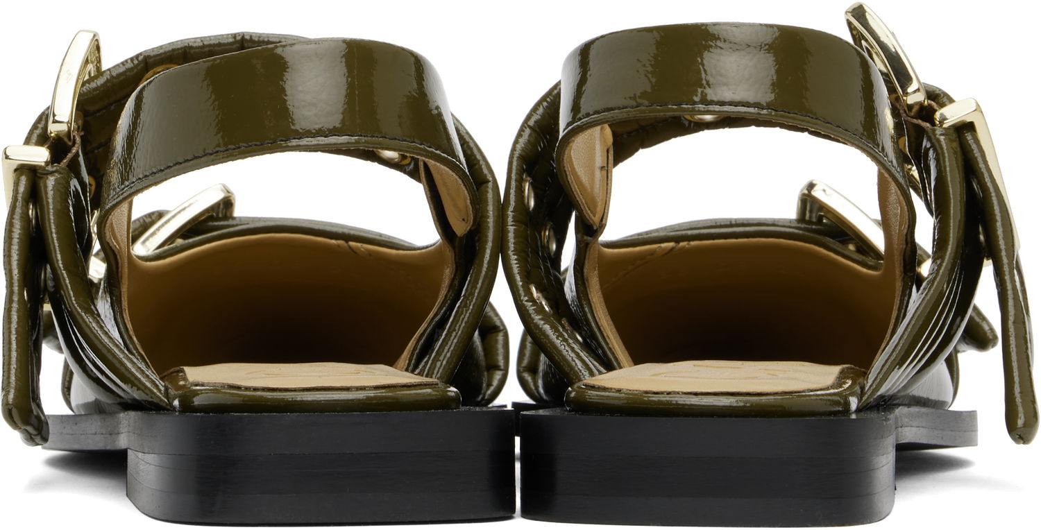 Skopleje GANNI GANNI Buckle Flats Grøn | S2872, 1