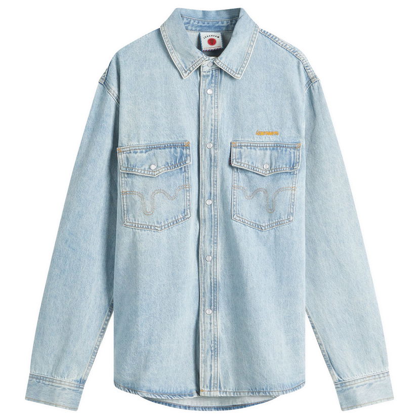 Skjorte BBC IceCream ICECREAM Chainstitch Denim Shirt, Size Large Blå | ICD25105-BLU