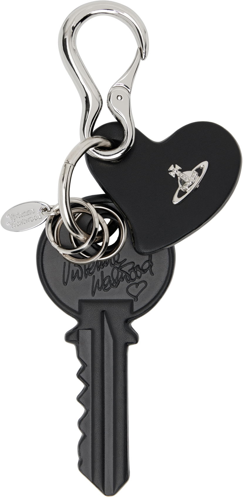 Nøgleringe Vivienne Westwood Vivienne Westwood Leather Key and Heart Keychain Sort | 8203012HU-L00AT-