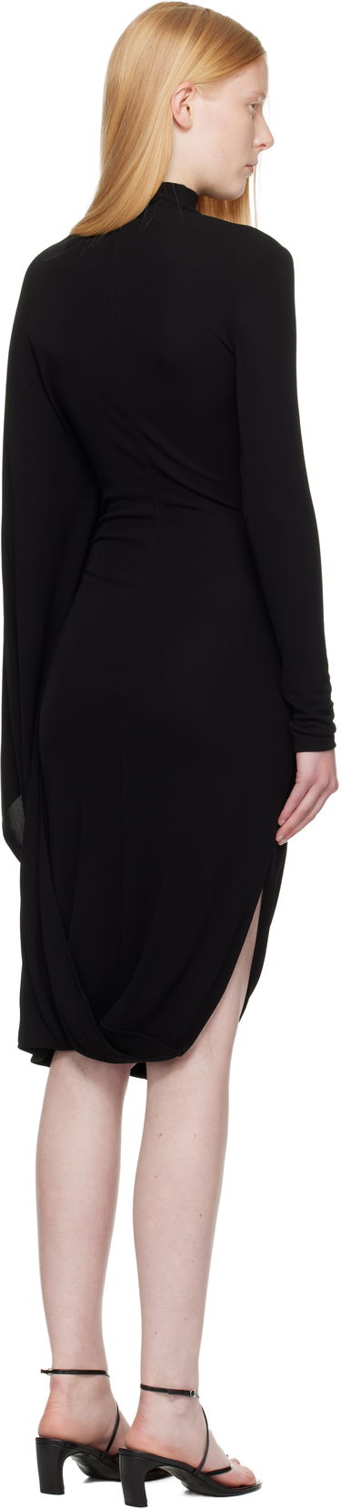 Kjole Stella McCartney Stella McCartney Asymmetric Cape Midi Dress Sort | 6A05563GU301, 2