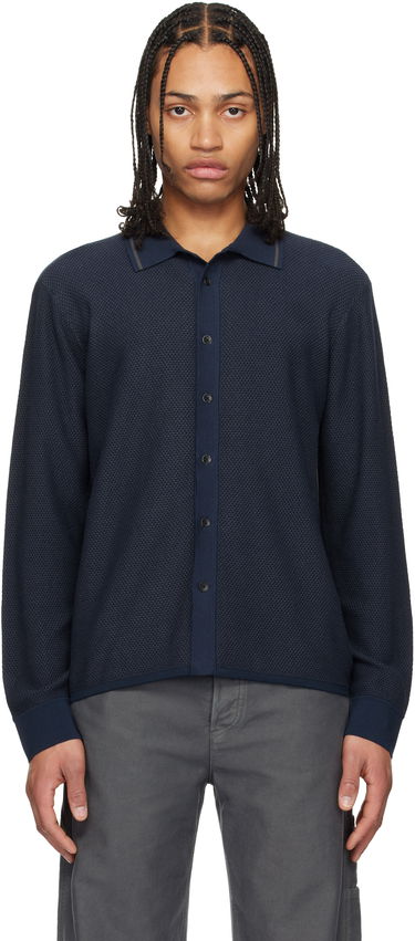 Sweater rag & bone Rag & Bone Harvey Knit Polo Shirt Mørkeblå | MBS24H040BC40, 0