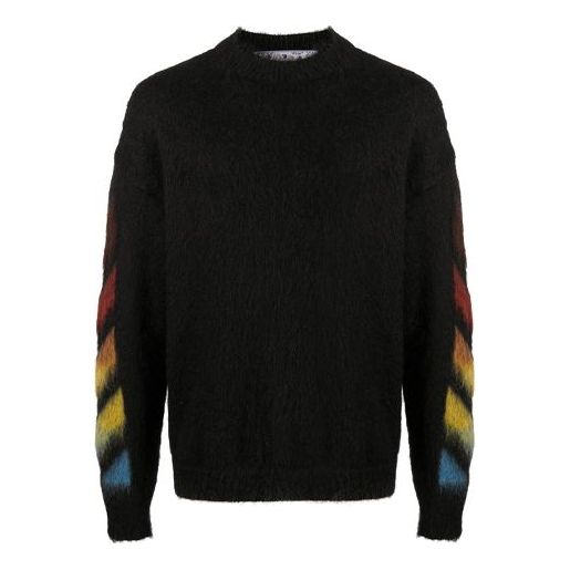 Sweater Off-White Gradient Logo Knit Sweater Sort | OMHA036F20KNI0011087