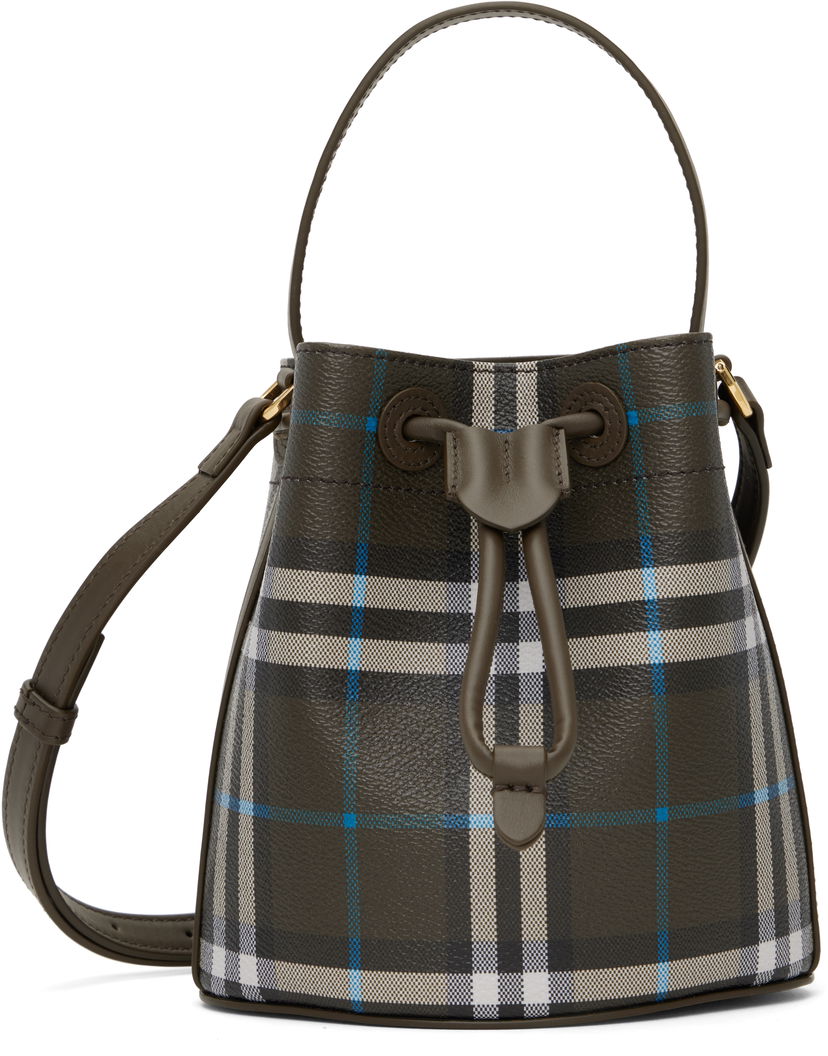 Håndtaske Burberry Burberry Mini Check Bucket Bag Grøn | 8108303