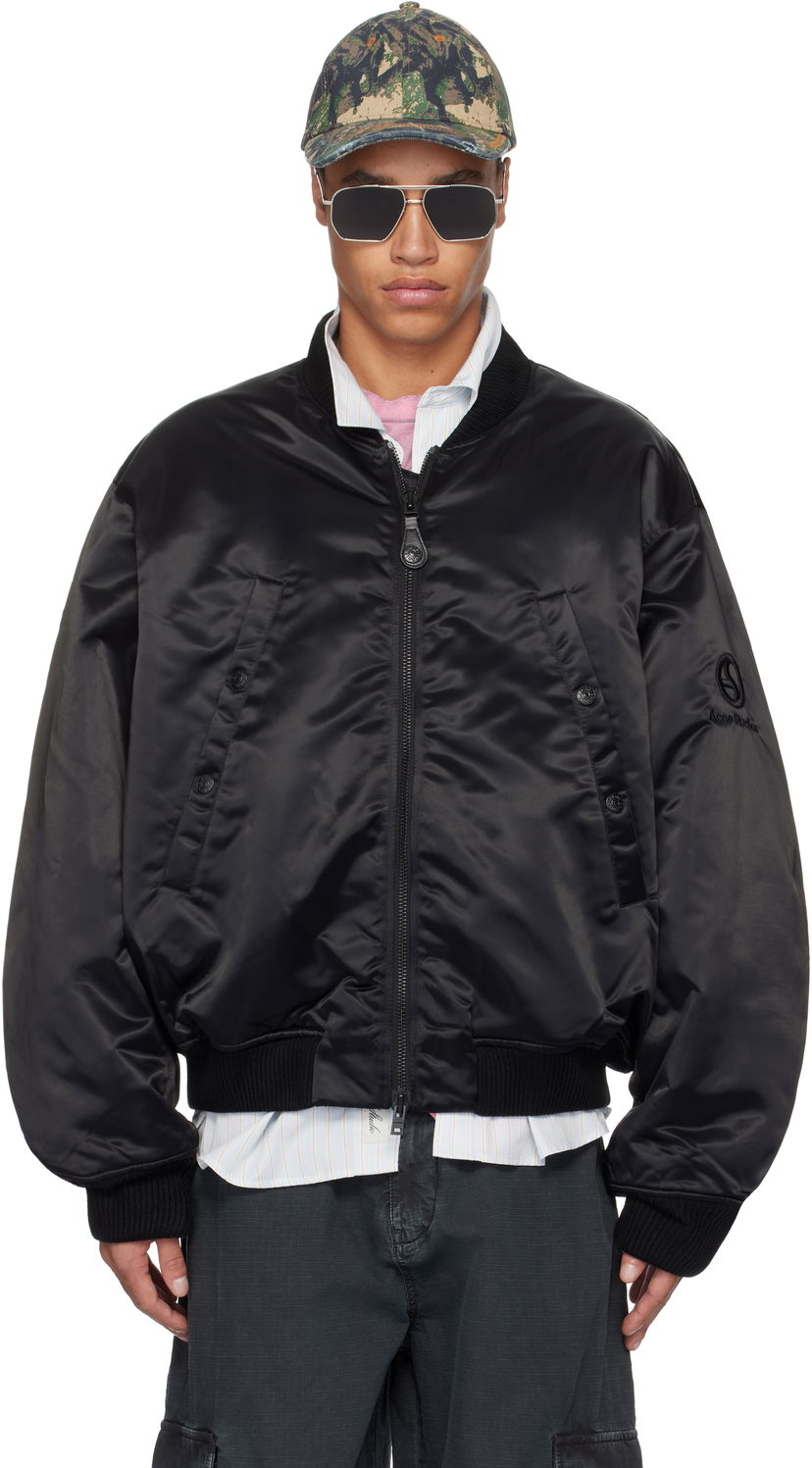 Bomberjakke Acne Studios Acne Studios Logogram Bomber Jacket Sort | B90819-