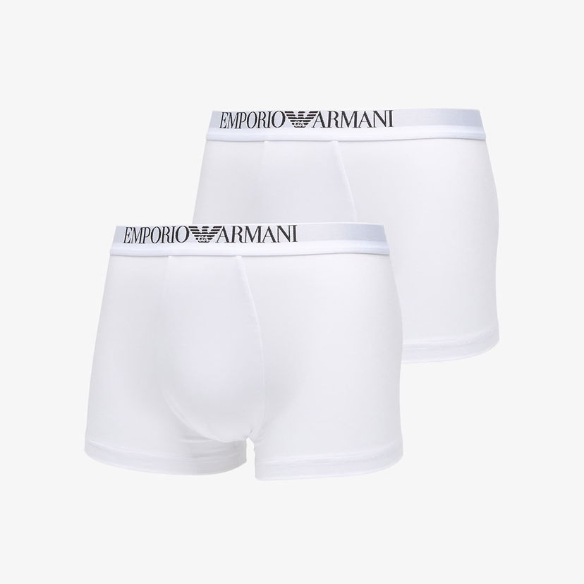 Boksere Emporio Armani Emporio Armani 2-Pack Boxer Trunks with Logo Waistband Hvid | EM000253AF14134M0082