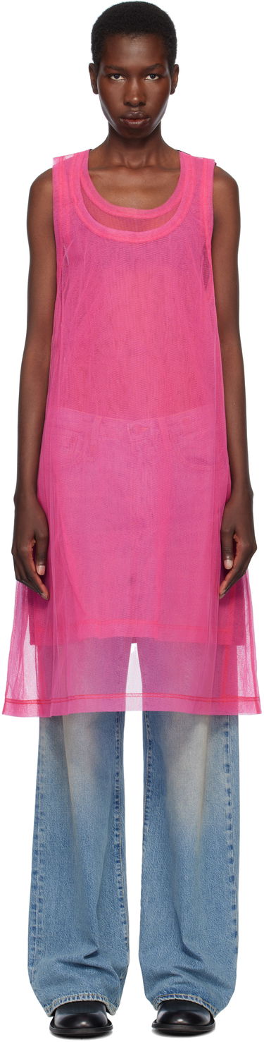 Tanktop Comme des Garçons Homme Plus Jersey & Nylon Tulle Tank Top Lyserød | PO-T027-051, 0