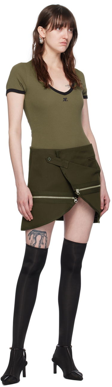 Nederdel Courrèges Courrèges Asymmetrical Zippered Miniskirt Grøn | 224CJU166CO0117, 3