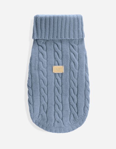 Sweater Dolce & Gabbana Dolce & Gabbana Cable Knit Wool Dog Sweater Blå | GX09KCJFMMDB3784, 0