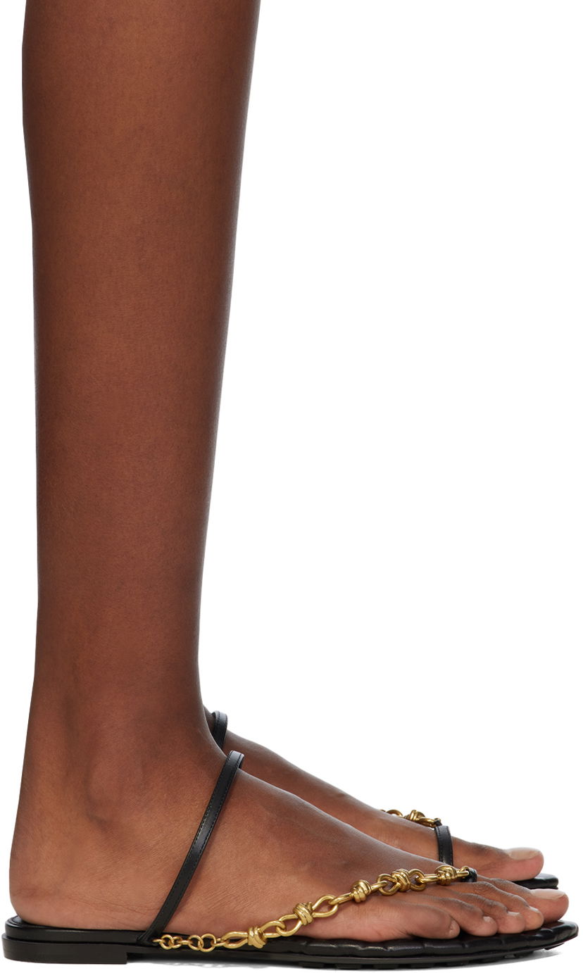 Sneakers og sko Bottega Veneta Leaf Flat Sandals Sort | 775510 V3H60