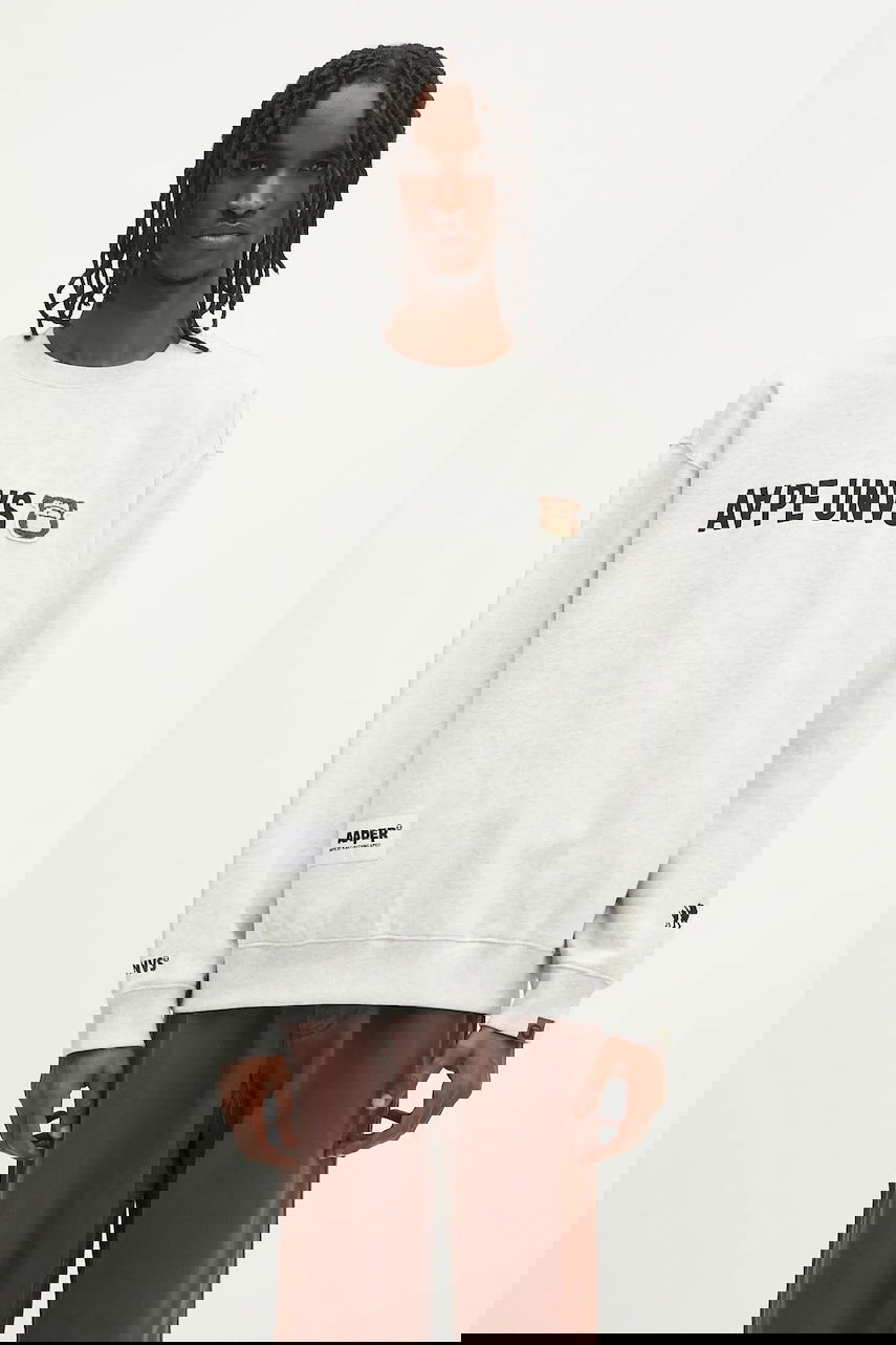 Sweatshirt AAPE by A Bathing Ape AAPE By A Bathing Ape UNVS Aaper Crew Neck Sweatshirt Grå | AAPSWMB379XAN, 0