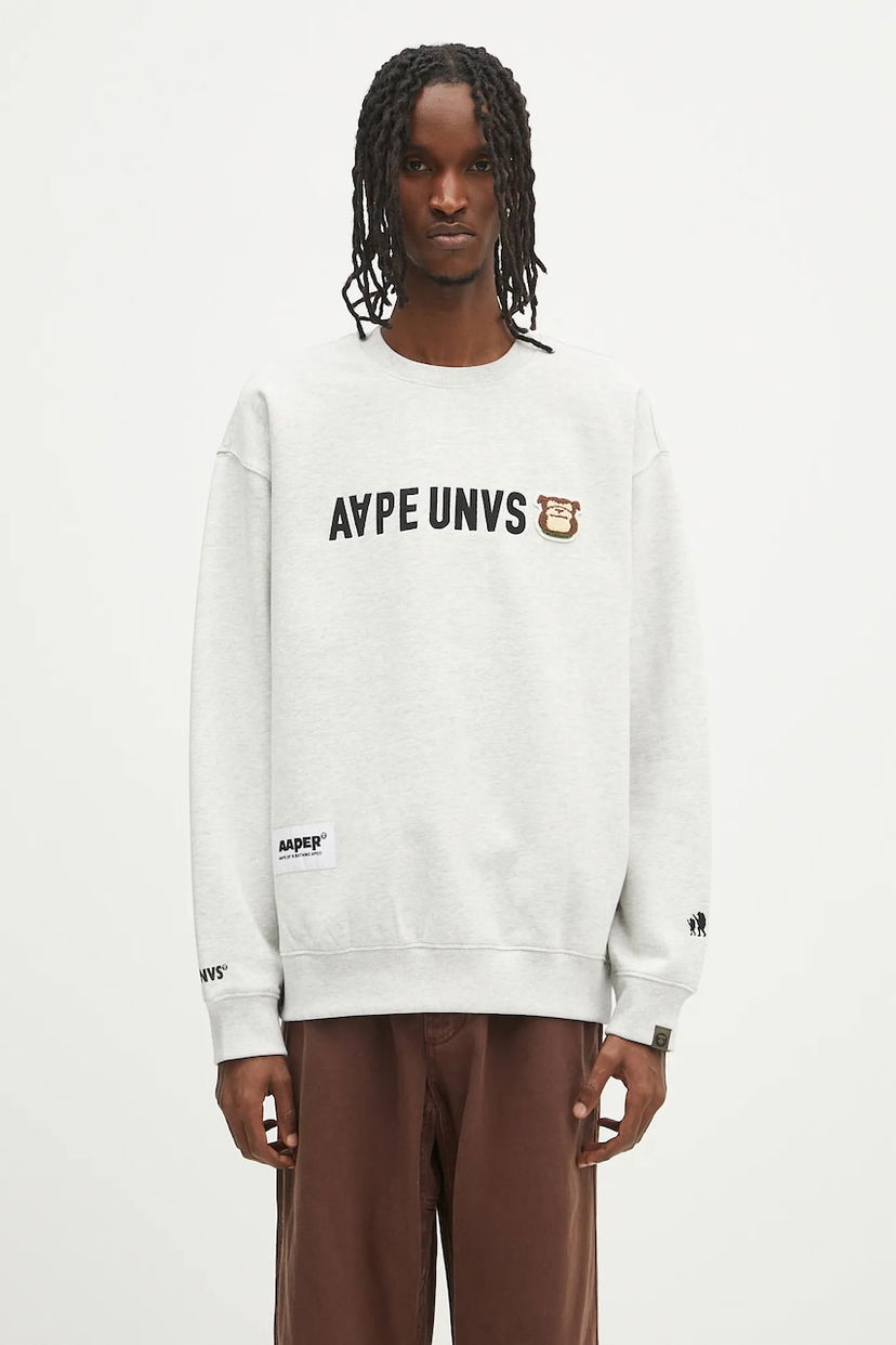 Sweatshirt AAPE by A Bathing Ape AAPE By A Bathing Ape UNVS Aaper Crew Neck Sweatshirt Grå | AAPSWMB379XAN
