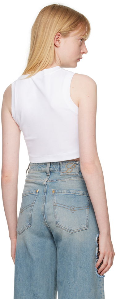 Tanktop Blumarine White Crystal-Cut Tank Top Hvid | P444T037A, 2