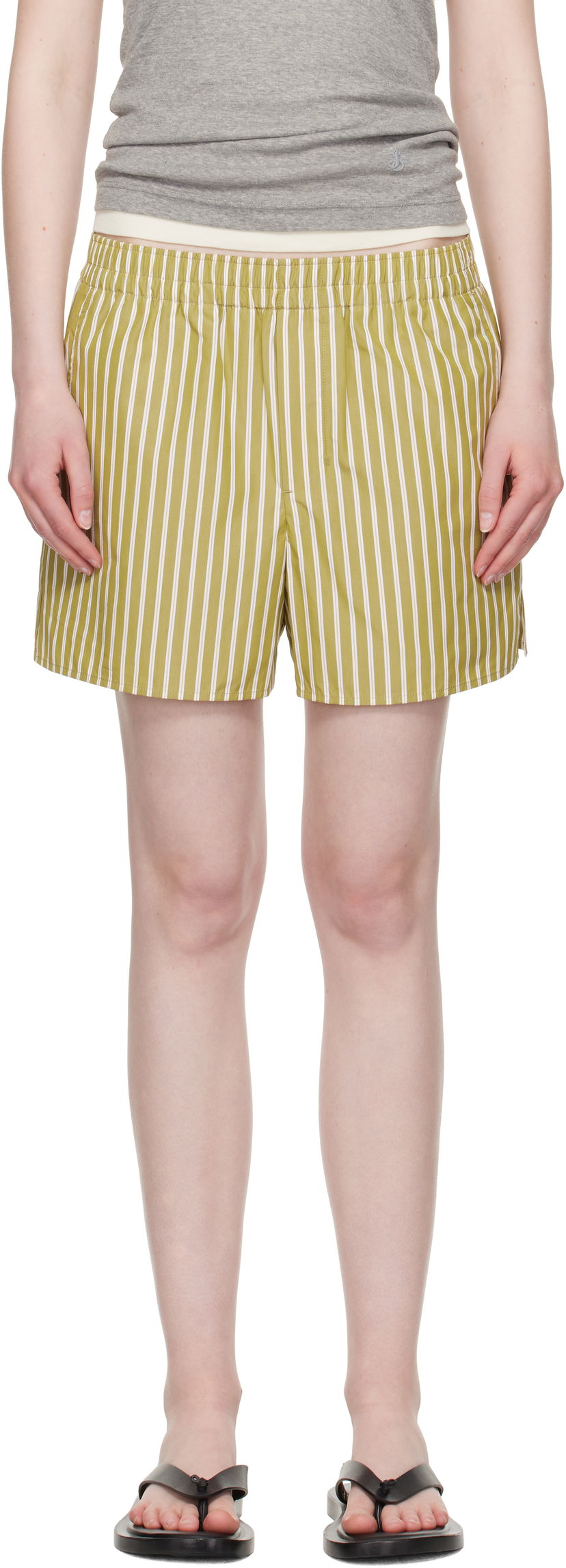 Shorts AMI AMI Paris Elasticated Shorts Gul | USO117.CO0108