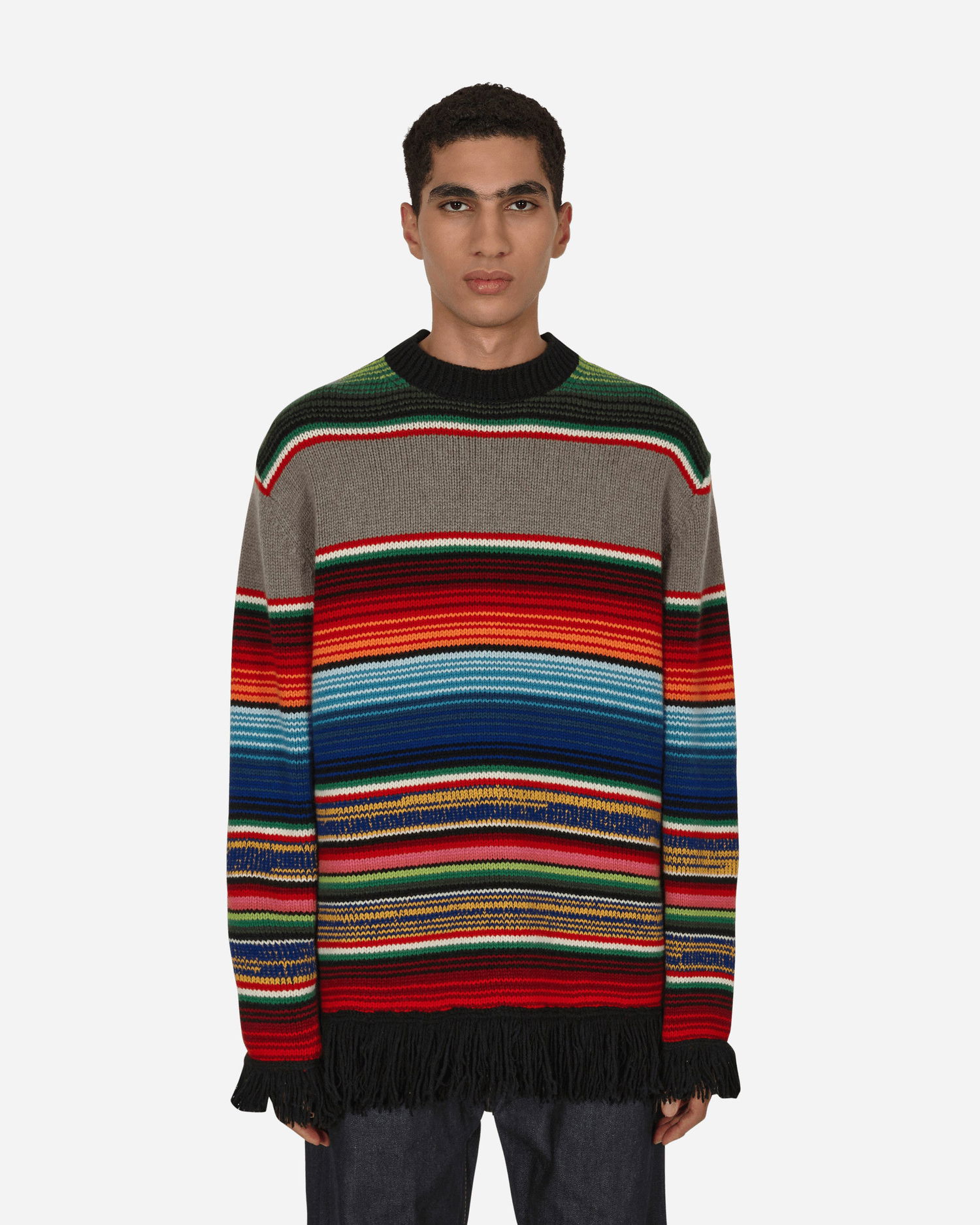 Sweater Junya Watanabe Fringe Striped Crewneck Sweater Flerfarvet | WJ-N009-W22  1, 1