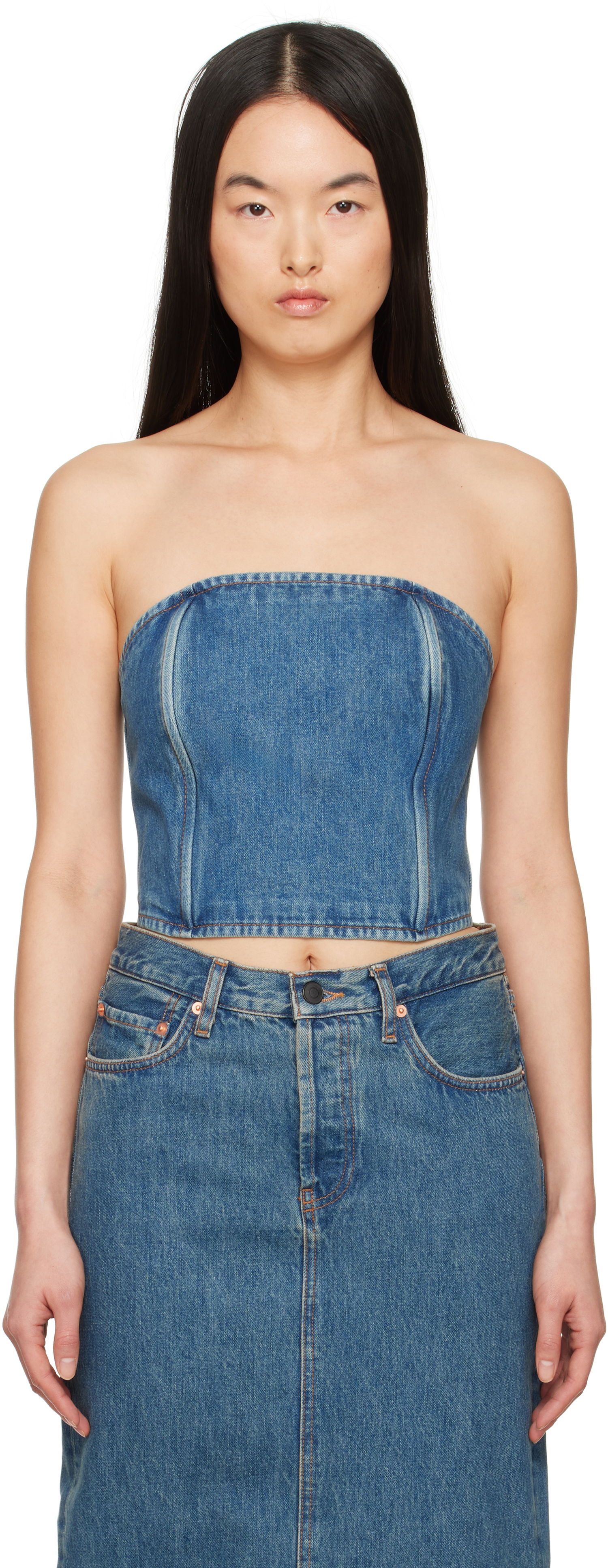 Nederdel WARDROBE.NYC WARDROBE.NYC Denim Tube Top Blå | W1078PC, 0
